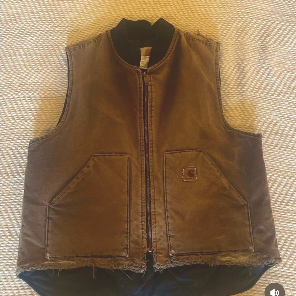 Vintage Carhartt Brown Duck V01 Vest Mens XL Arctic Wear Quilt Lined USA Made